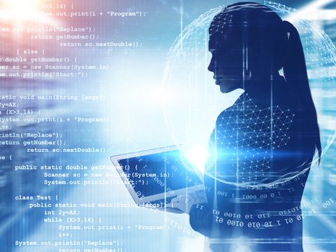 Silhouette of a professional working with connected data